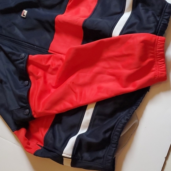 Fila Track Jacket Mens Size 45 Snap Sleeves Vintage Red White Blue Y2K - Picture 3 of 15